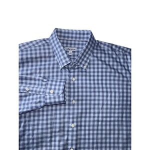 Peter Millar Men's Blue Gingham Button Down Long Sleeve Dress Shirt XXL